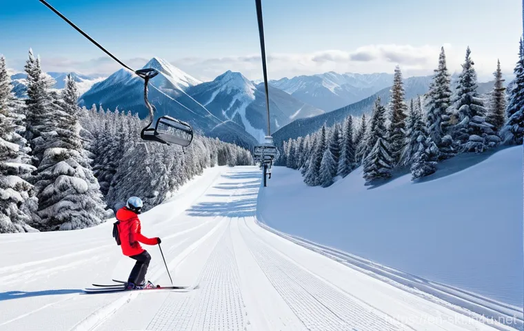 스키 리프트 이용법 - **"Pre-Lift Ritual: A Skier's Focused Preparation"**
    Generate an image of a young adult skier, d...