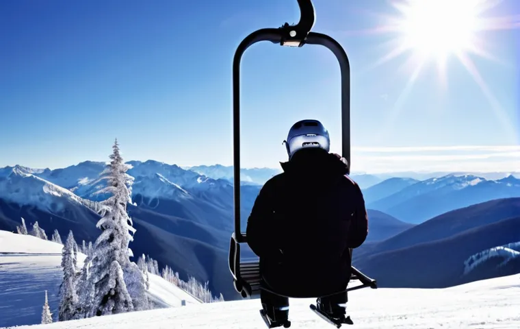 스키 리프트 이용법 - **"Mastering the Approach: Smooth Boarding onto a Chairlift"**
    Create an image capturing the mom...
