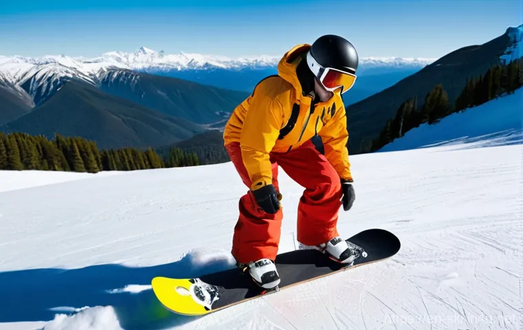 스노우보드 바인딩 설치법 - **Prompt 1: The Ideal Stance Width**
"A snowboarder, dressed in a sleek, modern, waterproof wint...
