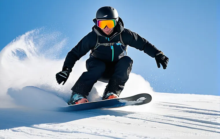스노우보드 바인딩 설치법 - **Prompt 1: The Ideal Stance Width**
    "A snowboarder, dressed in a sleek, modern, waterproof wint...