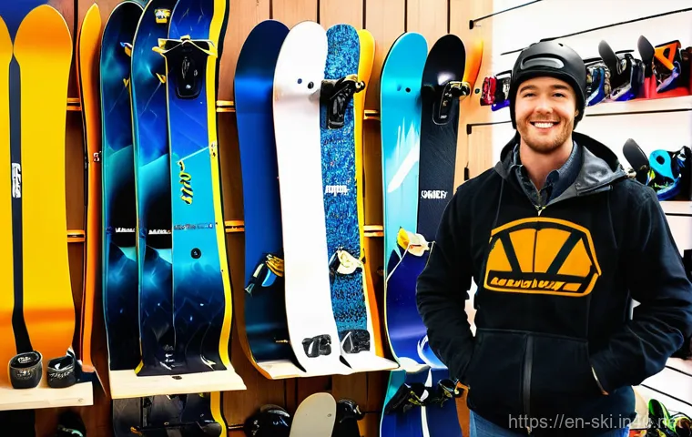 스노우보드 초보자 Q A - **Image Prompt: First Snowboard Shop Visit**
"A young adult, male or female, with a slightly ove...