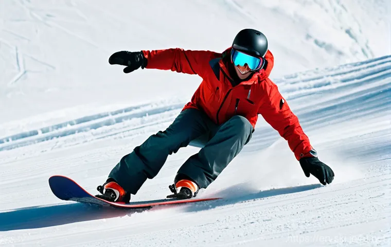 스노우보드 초보자 Q A - **Image Prompt: Learning the "Falling Leaf" on a Bunny Hill**
    "A beginner snowboarder, a young w...